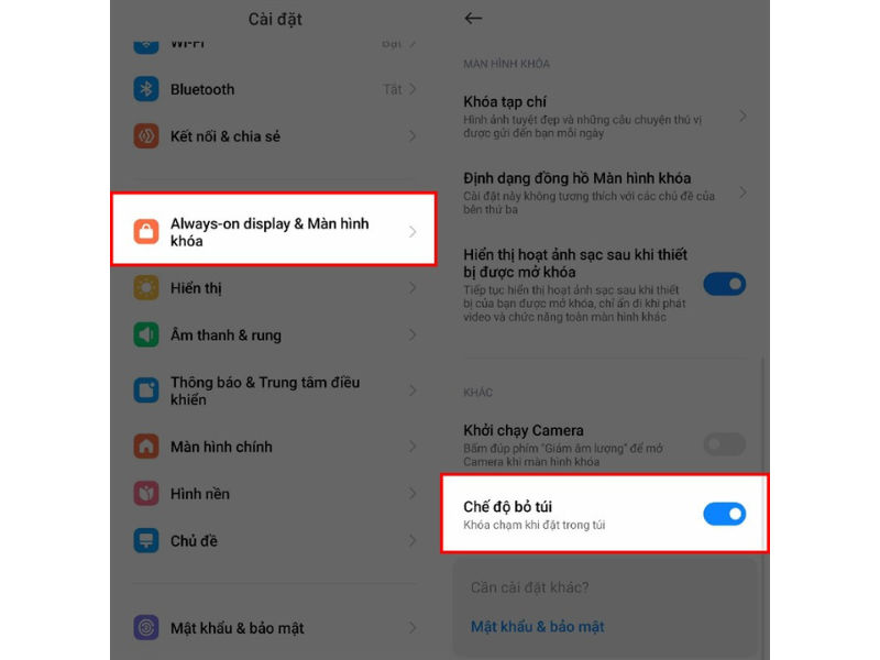 Cách bật chế độ Chống va chạm trên điện thoại Xiaomi khi bỏ túi
