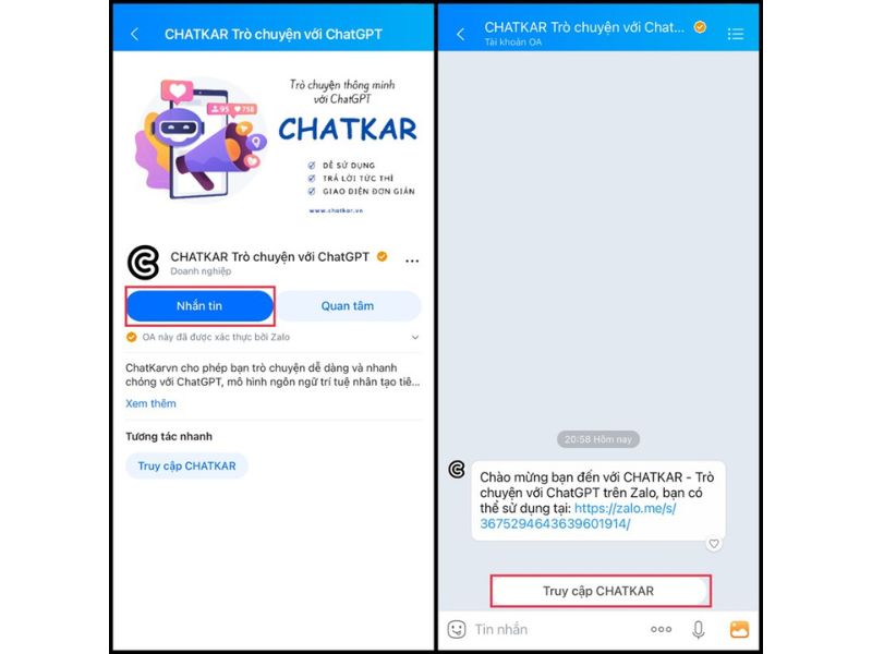 Sử dụng ChatGPT trên Zalo mà không cần tải app
