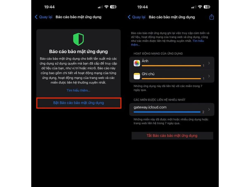 Cách bật báo cáo bảo mật ứng dụng trên iPhone