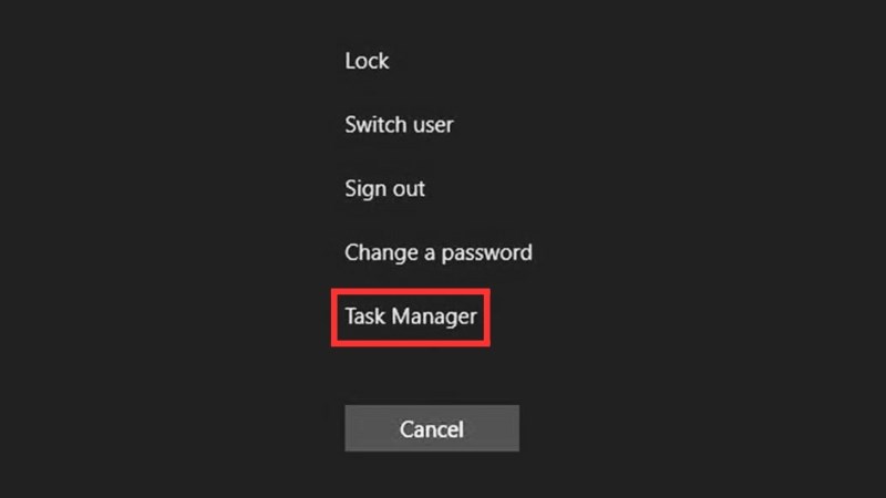 Lựa chọn Task Manager